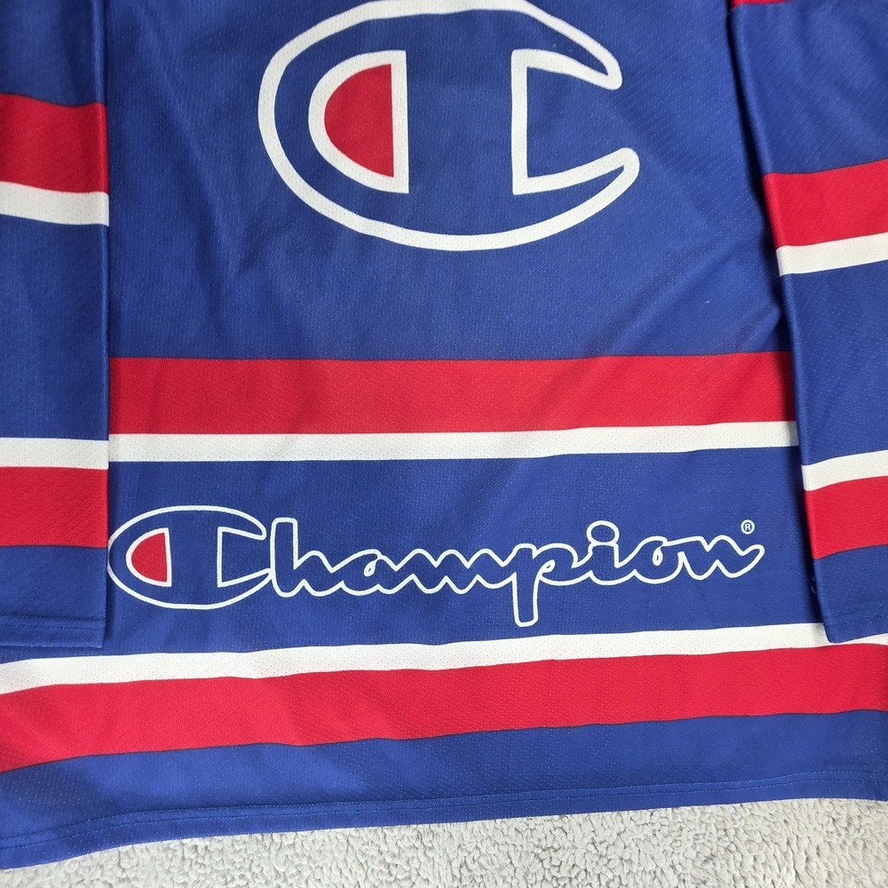 Vintage Champion Big Logo Hockey Jersey 90s Throwback Size Large‎ - Picture 5 of 16